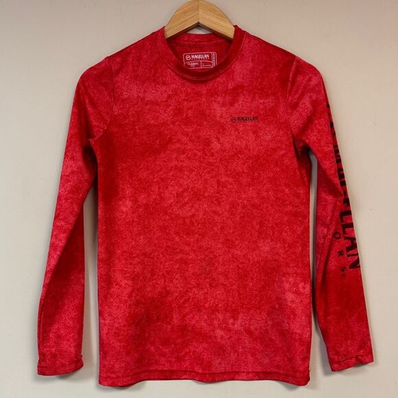 🆕 Red Athletic Shirt Boy’s Large Long Sleeve Exercise Sweat Wicking Top Running - Picture 1 of 6